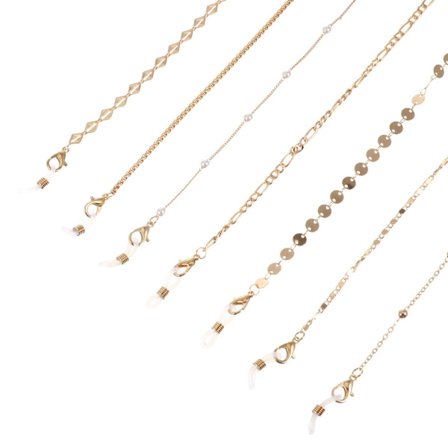 8 st glasögon ansiktskedjor hållare remomslag metall solglasögon