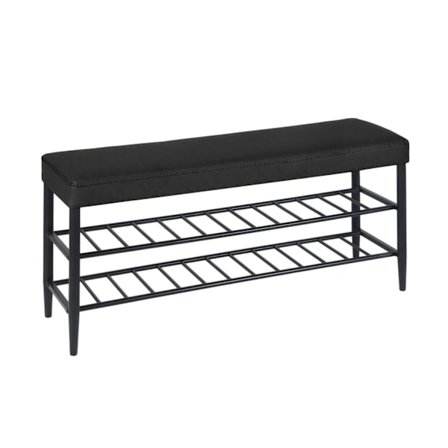 Skoförvaringsbänk med 2 hyllor, sits i konstläder