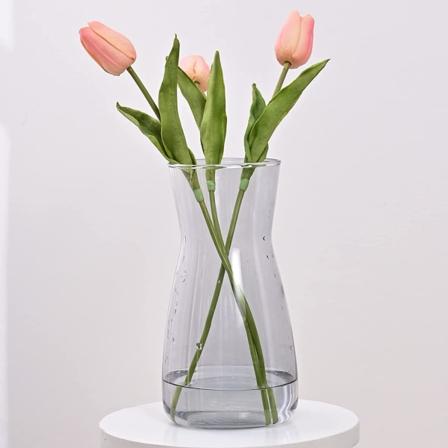 Grå glassvase - Premium kvalitet blomster vase - Dekorativ vase for moderne gårdshus, ideell borddesign
