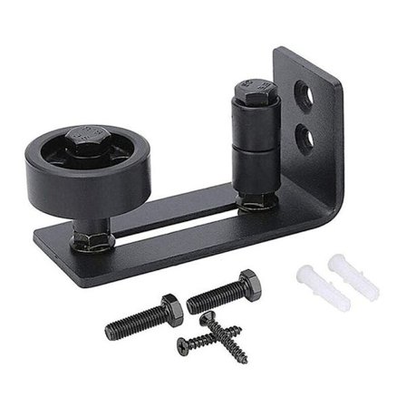 Raskaan liukuovioven kisko aittojen oville, 8-in-1 musta hiiliteräksinen stopperi, upotettu pohjarakenne, lattia- ja ovipaneelit, säädettävät rullat, 