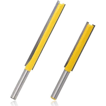 Ekstra langt lige notfræsersæt, 1/4-tomme skaft dobbelt flute lige sporfræsere Trimmekniv træbearbejdningsfræseværktøj med 2" & 3" skæring