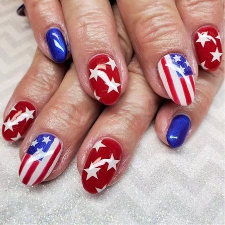 24 stk. Press On Negler 4. juli Stick on Negler Uavhengighetsdag Løsnegler