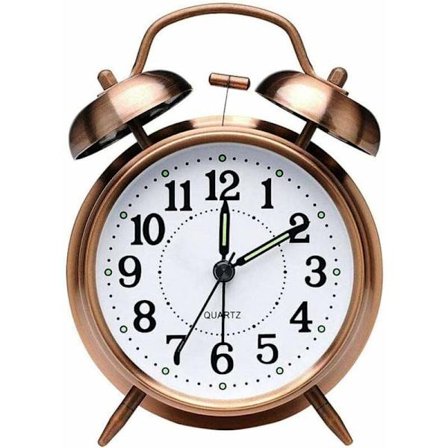 Retro vækkeur, gammeldags sengebordsvækkeur med batteri