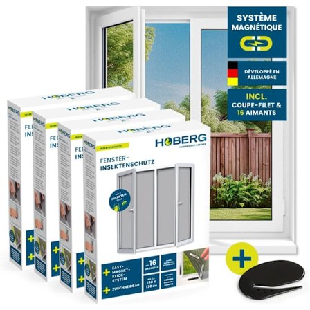 Innovativ magnetisk fastsättning för myggnät, upp till 150 x 130 cm, med 16 magneter [4 stycken]