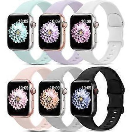 6 Sportarmband Kompatibla med Apple Watch Armband 42mm 44mm 45mm, Mjuka Silikon Vattentäta Armband Kompatibla med iWatch Apple Watch Series 7 6 5 4