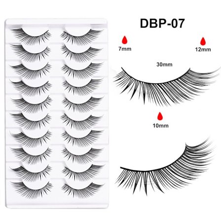10 Par Manga Små Tunna Falska Ögonfransar - Naturliga, Lätta och Bekväma Ögonfransar för en Förförisk Look