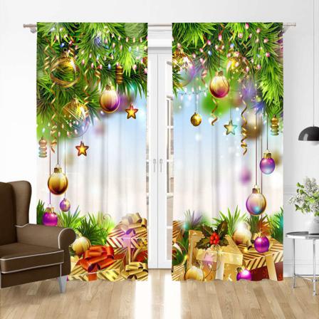 2st Print Jultrycksbehandlingar Fönstergardin