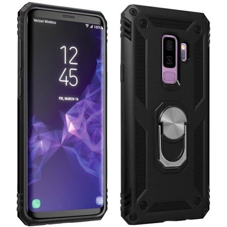 Coque - AVIZAR - Samsung Galaxy S9 Plus - Hybride Rigide Souple - Bague Support Vidéo - Svart