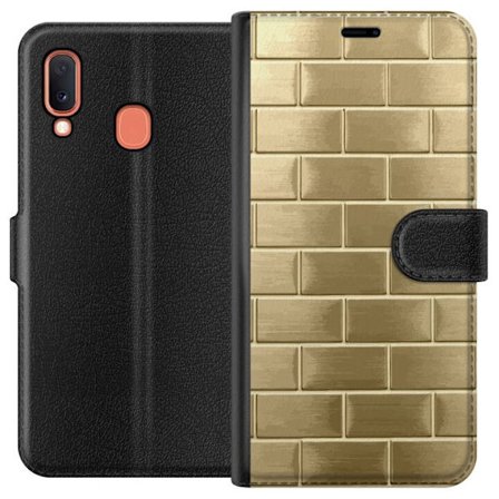 Plånboksfodral till Samsung Galaxy A20e med Gyllene Murstenar