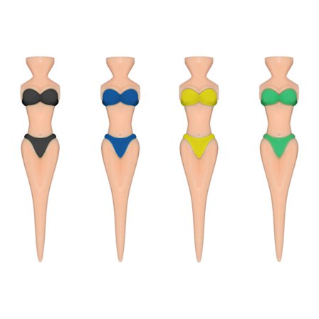 Sett med 12 golftees i bikini-form, golftilbehør