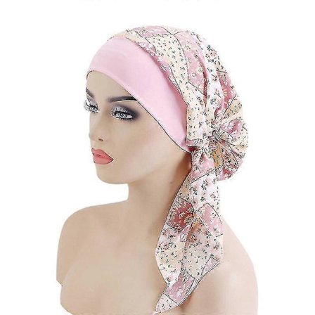 Hodeskjerf for kvinner med kreft, hatt for hårtap ved cellegiftbehandling, turban, ferdigknyttet hodeplagg, bandana, ny [DB]