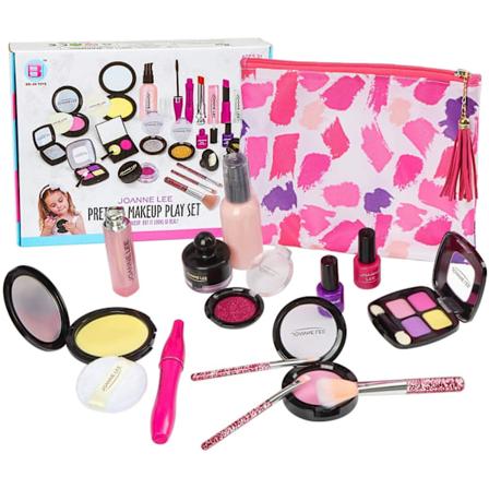 Sminke for barn Kosmetiske leker Kit for jenter Småbarn Sett for barn med kosmetikkpose Prinsesse Spill spill Jul -WELLNGS