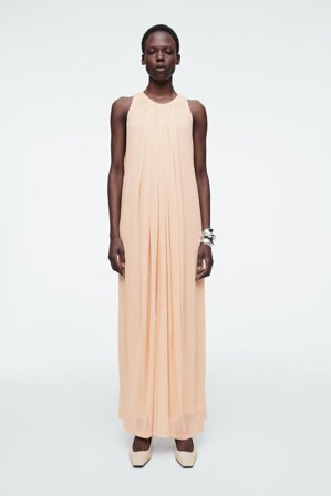 COS Women's Gathered Halterneck Maxi Dress in Orange