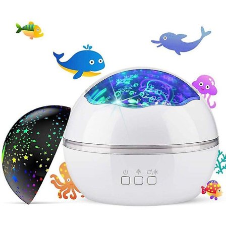 Stjärnhimmelprojektor nattlampa för bebis, Iave Moon Star/sea