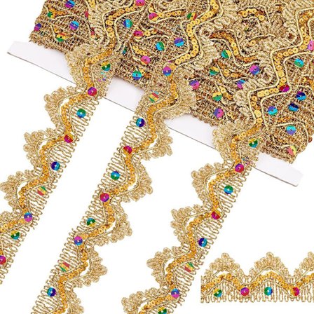 Värillinen pitsi Pagoda pitsi kolmio kultainen silkki pitsi