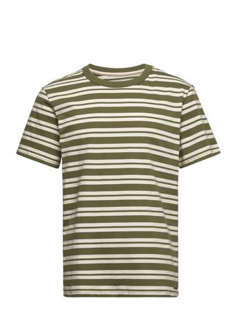 Akkikki Noos Stripe Tee Tops T-Kortærmet Skjorte Khaki Green Anerkjendt