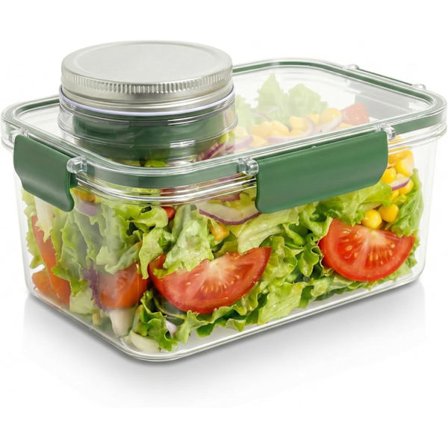 2026 Lækagesikker salatskål med sidedør - Opgraderet Mason Jar madkasse, bærbar madopbevaringsbeholder til kontor, rejser og frisk madopbevaring