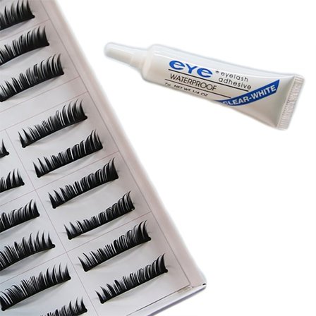 10 par lösögonfransar + Lim genomskinligt