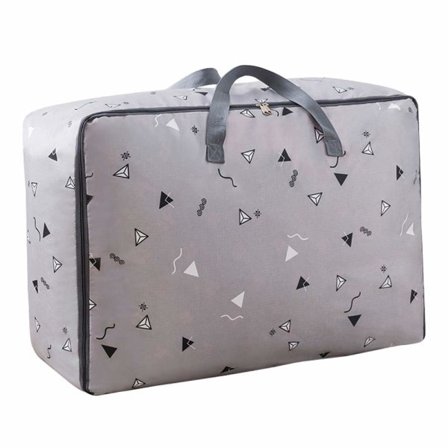 Oppbevaringspose for sengetøy, sammenleggbar klesoppbevaring, flyttepose, hjemmeoppbevaring for dyner, puter, tepper (mørkeblå) Grå L