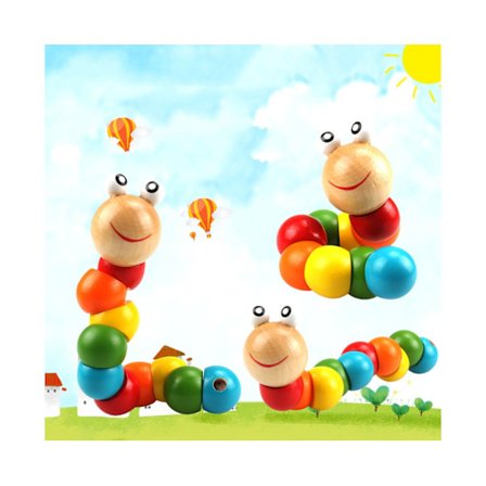 Farverig Træorm Puzzle Børn Tidlig Læring Pædagogisk Legetøj Fingerspil