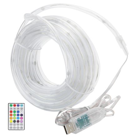 10m RGB LED-striplys, vandtæt, USB-fjernbetjening, farverig KLB