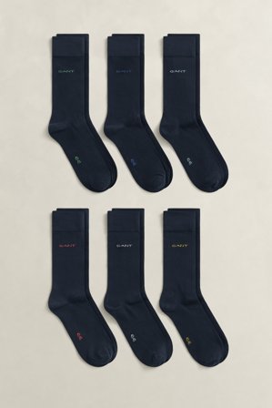 GANT Herren 6er-Pack Weiche Baumwollsocken (43-45) Marineblau