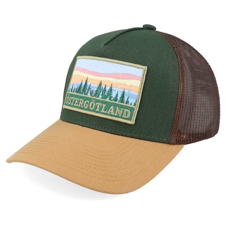 Wild Spirit - Ruskea trucker Lippis - Swedish Östergötland Landscape Dark Green/Brown/Wheat A-Frame Trucker @ Hatstore