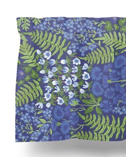 Kappemetervare blå blomst Mørke blå