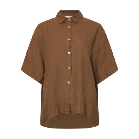 Tiffany Abbi, Shirt, Linen - Light Brown Blusar Dam Brun S/M