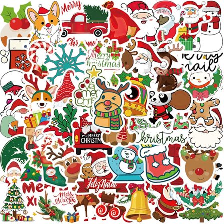50 stk. julemærkater, selvklæbende gavemærkater, glædelig jul mønstermærkater til scrapbogshåndværk dekoration
