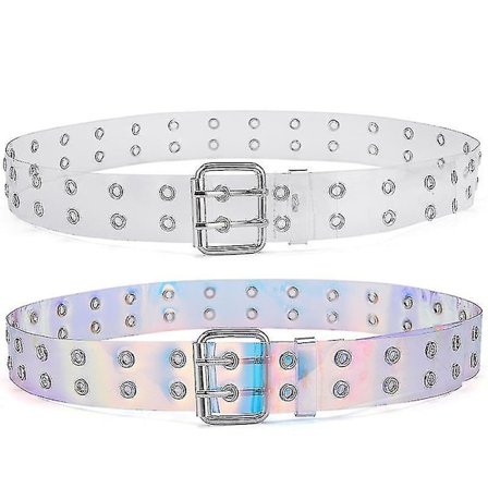 Dobbelt Glimmerbelte Klart Punk Rock Midje Belte Dobbel Gaffelspenne Midjebånd Retro Farget Belte