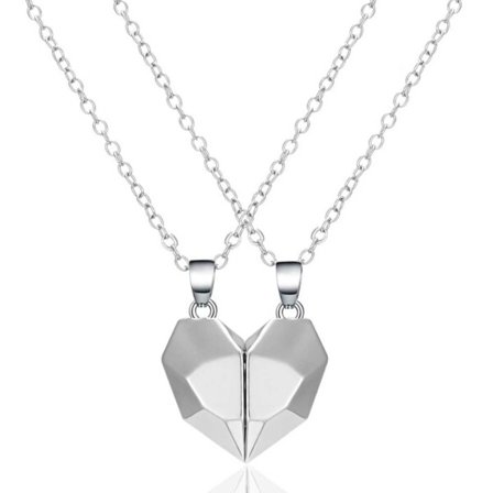 Par halskjede magnetisk knusende hjertekjede sølv