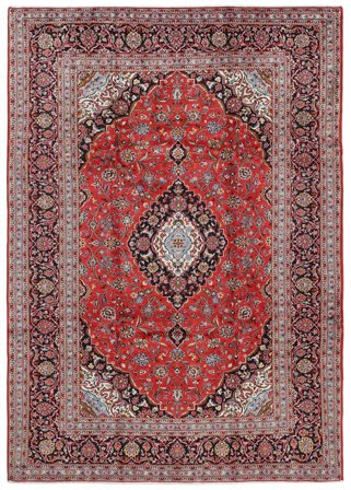 Handgeknüpft Persischer Keshan Teppich 245X345 Dunkelrot/Braun