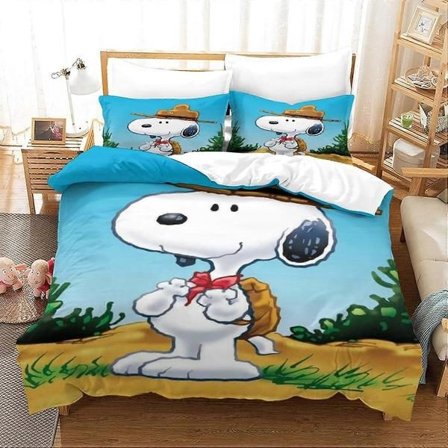Snoopy-vuodevaatteet D Animoidut hahmot Sarjakuvapainatus Pussilakana ja tyynyliinat Vetoketjulliset opiskelijan I