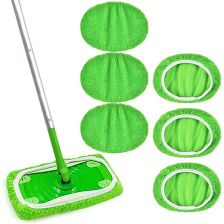 Gjenbrukbar moppeklut, 6 stykker mikrofiber moppeputer, korallfleece moppeklut, erstatningsklut kompatibel med Swiffer, våt og tørr