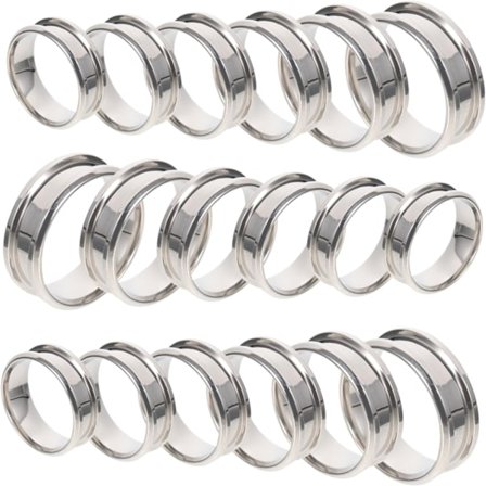18 stk. Rillede Simple Fingerringe Rustfrit Stål Smykker Ring Emner Moderne Stabling