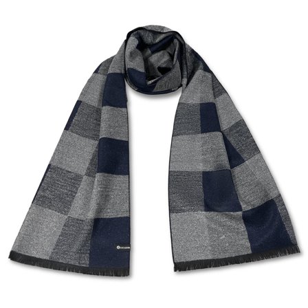 Metro | Écharpe de costume à carreaux gris et bleu marine pour hommes - Écharpes hivernales - pour Hommes - Lucleon