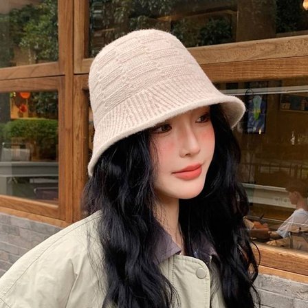 Strikket Bucket Hat Manchet Strik Beanie BEIGE