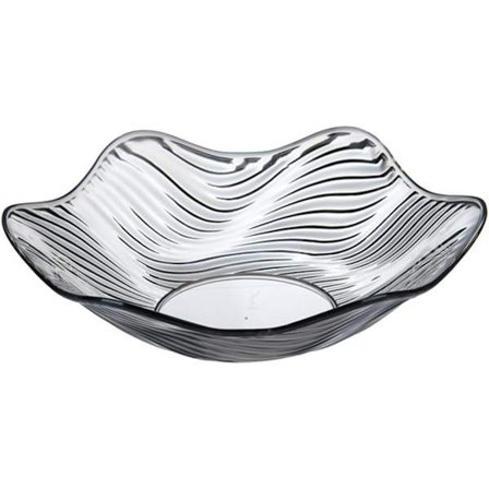 Frugtskål, Krystal Serveringsskål, Klar Salatskål, Snacks Desserttallerken, Blomsterformet Bølget Kanttallerken Grå