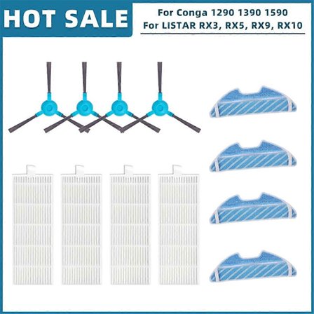 Kompatibel med LISTAR RX3, RX5, RX9, RX10/Conga1290 1390 Reservedele Tilbehør Filter Sidebørste