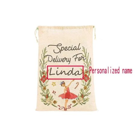 Personlig tomte säck nötknäppare Ballerina tjej pojke god jul afton strumpa