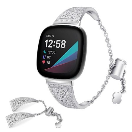 Fitbit Versa 3 / Sense shiny strass klockarmband - silver