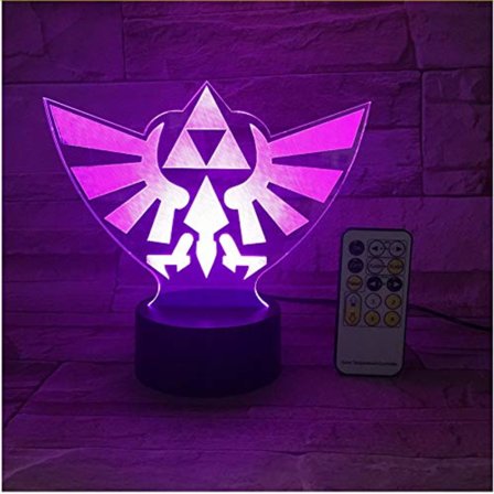 The Legend of Zelda Trekant 3D USB LED Nattelys 7 Farger Illusionslampe Berørings- eller Fjernkontroll Barnerom Stue Skrivebordslampe