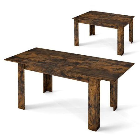 Jatkettava ruokapöytä, 4-6 hengelle, maalaismainen ruskea, kantavuus 110 kg