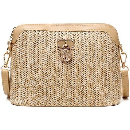 Håndveske, dame sommer stråvevd crossbody