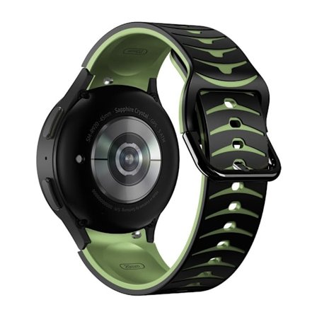 Samsung Galaxy Watch 5 / 5 Pro / 4 klockarmband i silikon med böjd linje - Svart / Grön