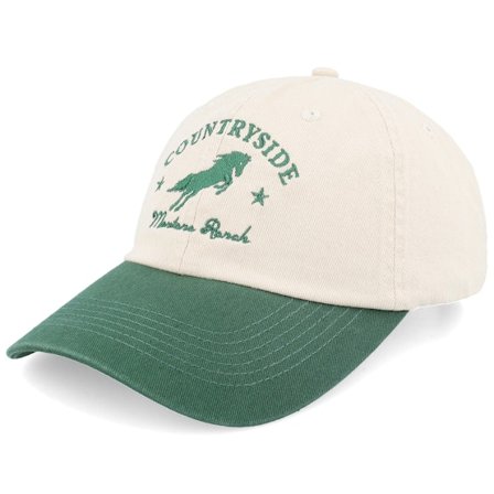 Wild Spirit - Beige unconstructed Keps - Countryside Montana Washed Stone/Dark Green Dad Cap @ Hatstore