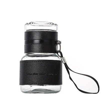 Eristetty lasinen teemuki kahvalla, uudelleenkäytettävä kannettava teesuodatin, täydellinen toimistoon ja ulkokäyttöön, 350 ml kirkas lasinen teekuppi