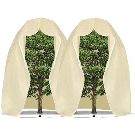 2 x Vinter Palmetræ Dækker - 200 x 240 cm - Stor vinter udendørs planteovertræk med snøretræk og lynlås, rivefast