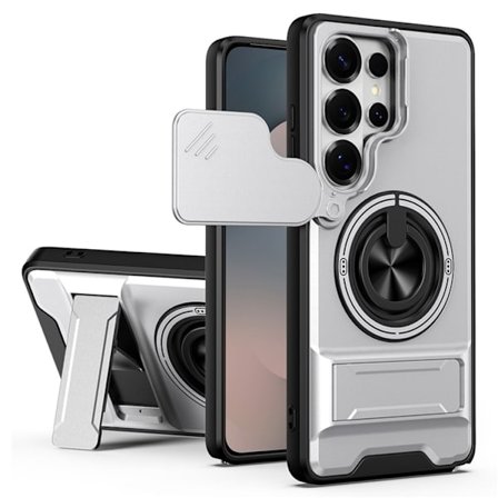 Mobilskal till Galaxy S26 Ultra MagSafe Camera Lens Slider Ringhållare Silver